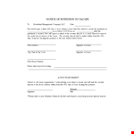 Notice Of Intention To Vacate example document template