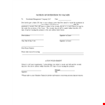 Notice Of Intention To Vacate example document template 