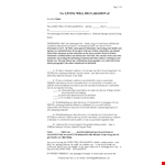 Create a Declaration with Our Living Will Template example document template