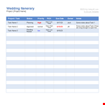 Customize Your Wedding Itinerary with Our Project Management Tool example document template
