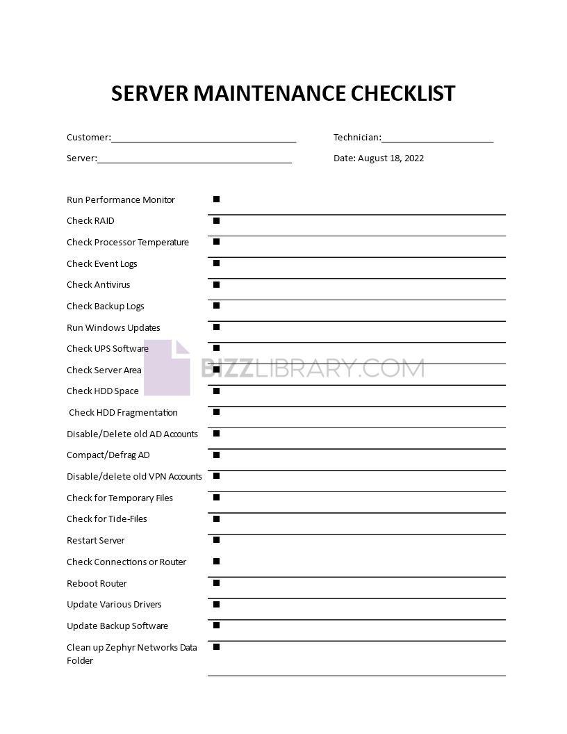 quarterly maintenance checklist template Main Image quarterly maintenance checklist template