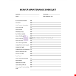 Quarterly Maintenance Checklist Template