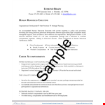 Hr Executive Resume - Compensation, Development, Resources, Human, Union example document template
