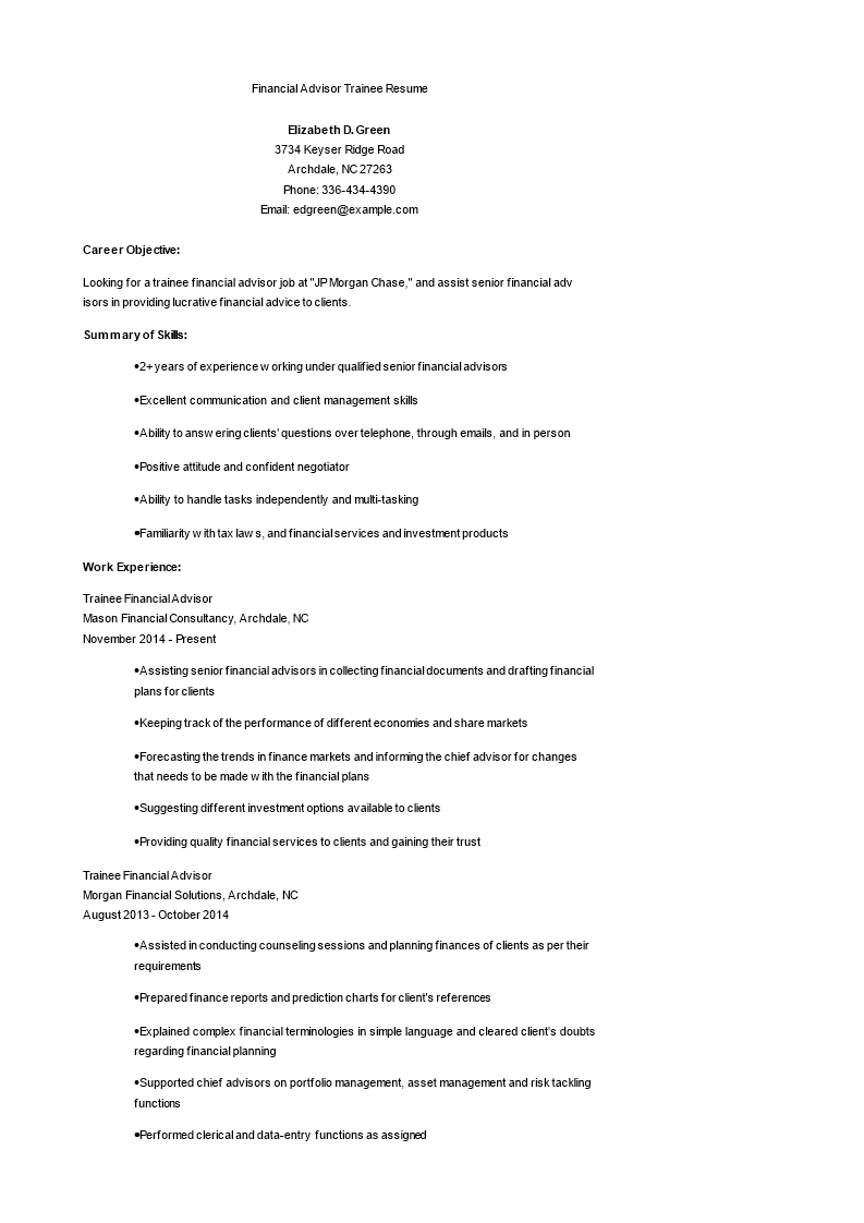 financial-advisor-trainee-resume