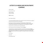 Letter to a hiring and recruitment company example document template