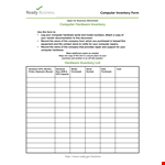 Computer Business Inventory example document template