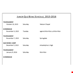 Printable Quiz Bowl Schedule - Saturday January Tournament for Junior Morrilton example document template
