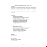 Logistics Coordinator Job Description example document template