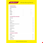 The Ultimate Moving Checklist - Tips from Minimovers example document template