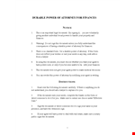 Durable General Power Of Attorney Form example document template