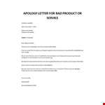 Apology Letter to customer for bad product or service example document template