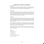 Pharmaceutical Chemistry Job Description example document template