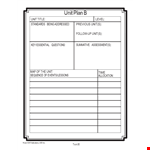 Unit Plan Template | Assessment, Strategies & Resources example document template