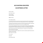 Accounting Job Offer Acceptance Letter example document template 