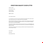 Credit Risk Analyst Cover Letter example document template
