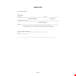 Absent Note Template example document template