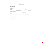 Absent Note Template example document template 