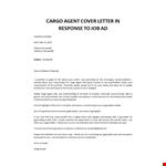 Cargo Agent cover letter example document template