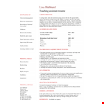 Student Teacher Assistant Resume Template example document template