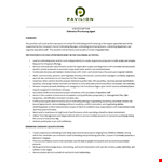 Estimator Purchasing Agent Job Description example document template