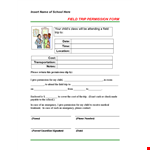 Get Field Trip Permission with our Customizable Permission Slip for Child's Permission example document template