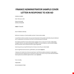 Finance Administrator cover letter example document template