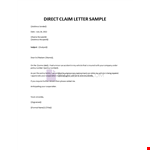 Insurance Claim letter example document template 