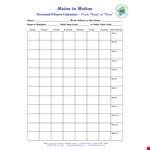 Personal Fitness Calendar example document template