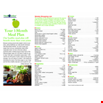 Plan Your Meals with our Monthly Meal Calendar example document template