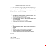 Freelance Animator Job Description example document template
