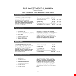 Investment Property Summary Template example document template 