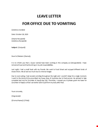 Sick Leave Application Vomiting