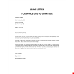 Sick Leave Application Vomiting example document template