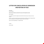 College Application cancellation example document template