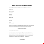 Practice Writing Metaphors example document template 