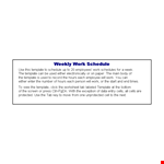 Weekly Work Schedule Template Excel example document template
