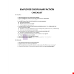 Employee Disciplinary Action Checklist example document template