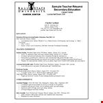 Secondary Teacher Resume Template for School and University | Present Experience | Indiana, Muncie example document template