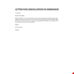 Cancellation Letter of Admission example document template