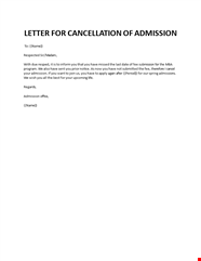 Cancellation Letter Of Admission