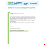 Sample Promotional Email - Recycling Service | Recycolumbus example document template