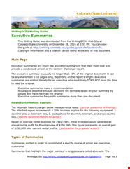 Sample Executive Summary Format For Writing Reports