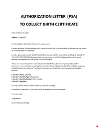 PSA Authorization Letter