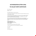 PSA Authorization Letter example document template