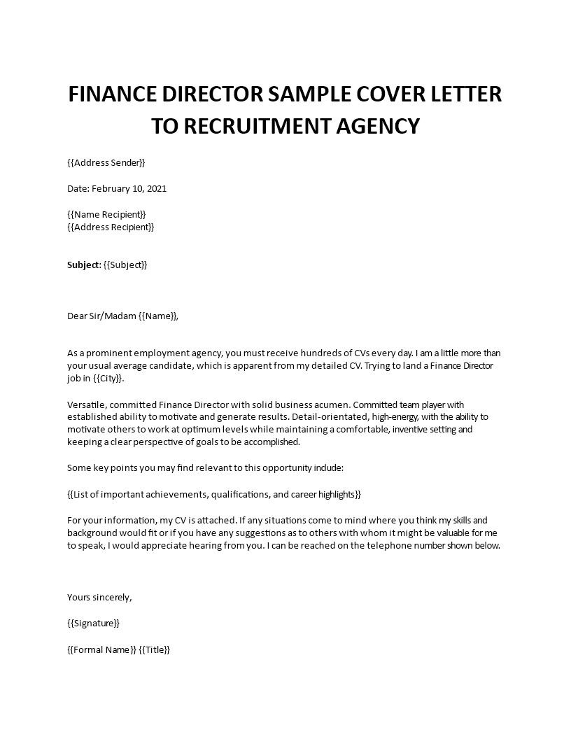 finance director cover letter
