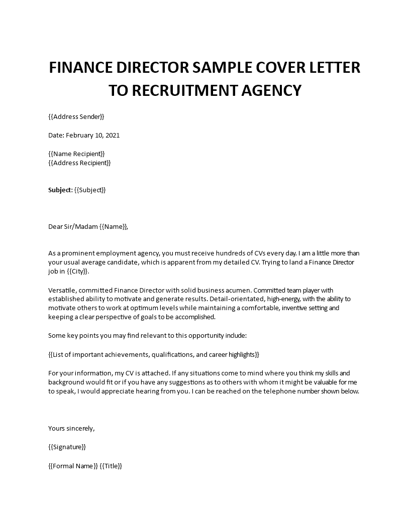 financial director cover letter