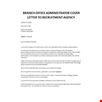 Branch Office Administrator cover letter example document template