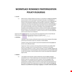 Workplace Romance Fraternization Policy Template example document template