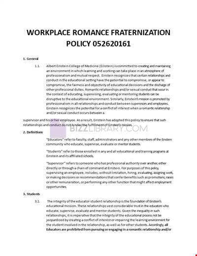 Workplace Romance Fraternization Policy Template