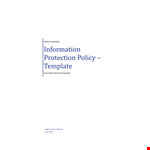 Security Policy - Protecting Information and Assets for Your Organisation example document template
